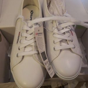 Superga white  vegan leather like sneakers